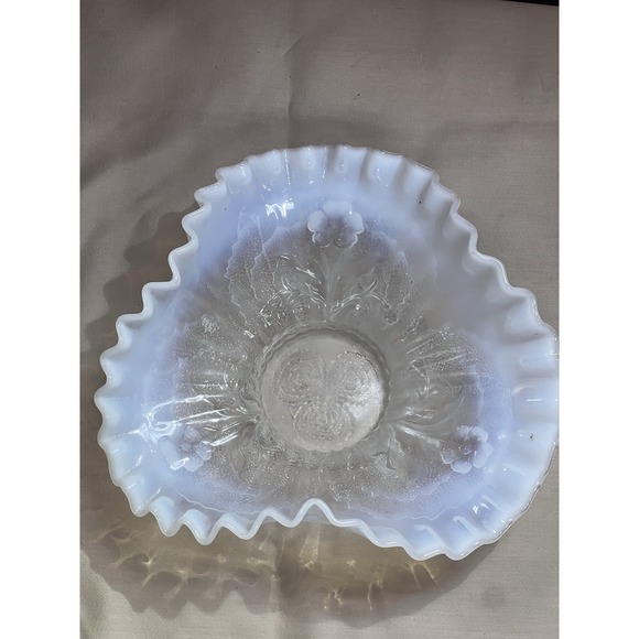 BEAUTIFUL! OPALESCENT BOWL WAVY WITH RUFFLED‎ EDGE 7 X 2.5 (832) - Picture 4 of 12